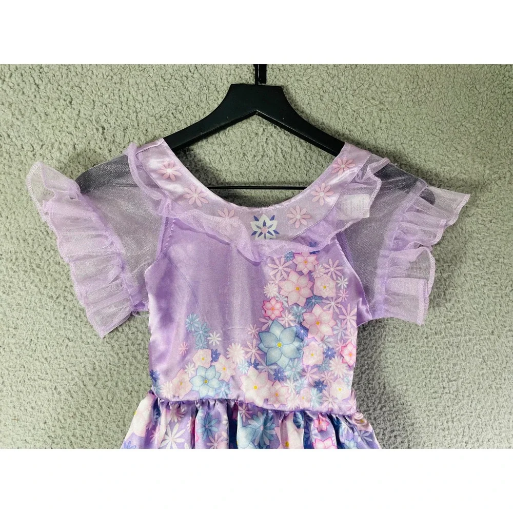 Disney‎ Encanto Costume Dress Floral Print Purple Blue Girl's Size 4-6X
